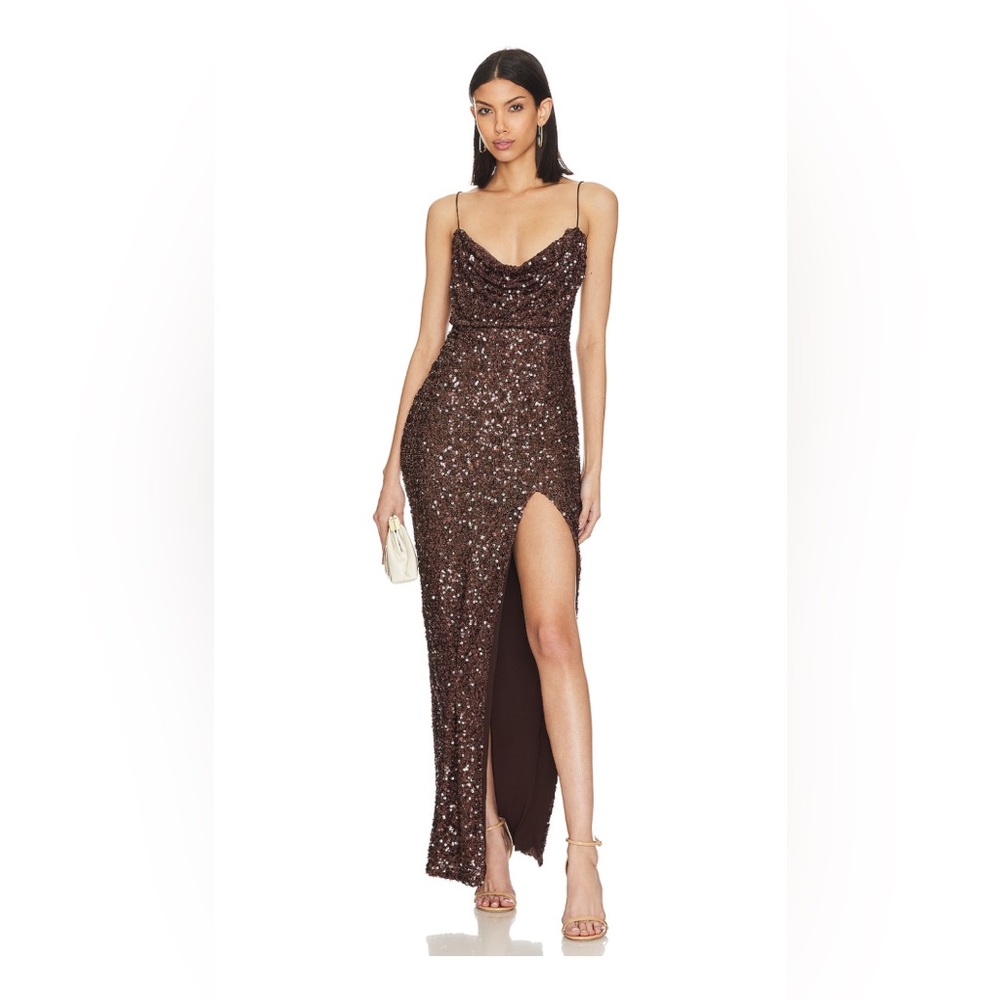 Elegant Sequin Brown Dress